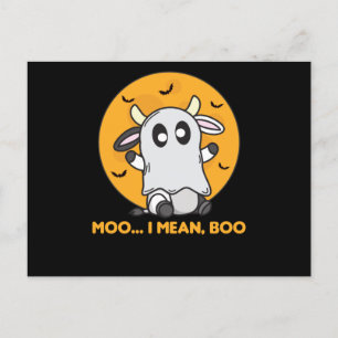 Kuh Ghost Niedlich Kawaii Halloween Moo I Gemein B Postkarte