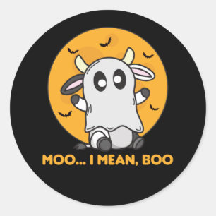 Kuh Ghost Niedlich Kawaii Halloween Moo I Gemein B Runder Aufkleber
