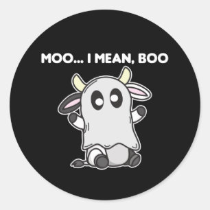 Kuh Ghost Niedlich Kawaii Halloween Moo I Gemein B Runder Aufkleber