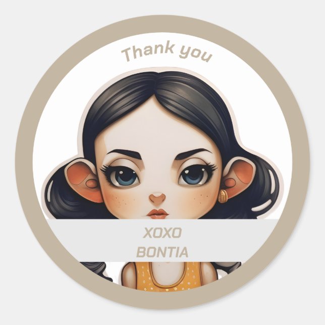 Kuh Girl Runder Aufkleber (Vorderseite)