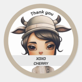 Kuh Girl Runder Aufkleber