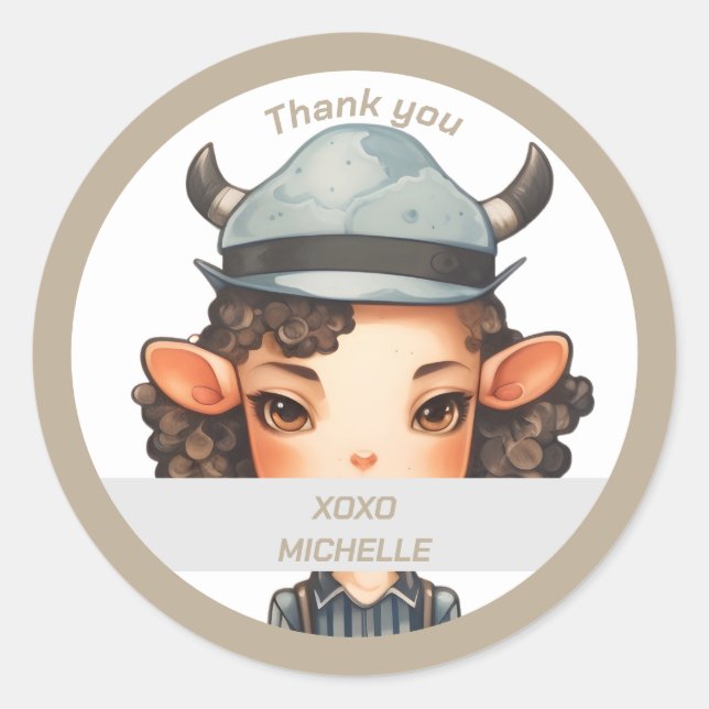 Kuh Girl Runder Aufkleber (Vorderseite)