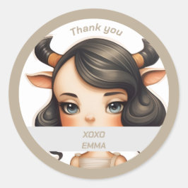 Kuh Girl Runder Aufkleber