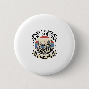 Kuh Glück Vintage-Farm-Vektor-Shirt-Design_1 Button