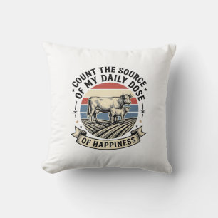 Kuh Glück Vintage-Farm-Vektor-Shirt-Design_1 Kissen