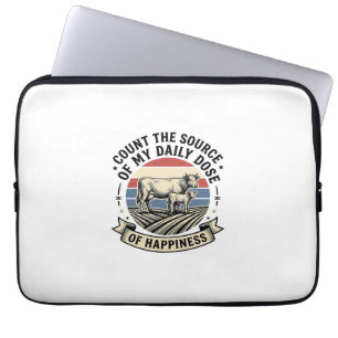 Kuh Glück Vintage-Farm-Vektor-Shirt-Design_1 Laptopschutzhülle