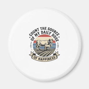 Kuh Glück Vintage-Farm-Vektor-Shirt-Design_1 Magnet