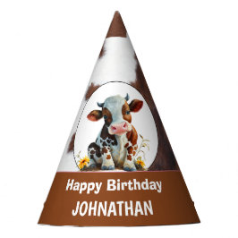 Kuh glücklich Geburtstag Braun und Weiß Partyhütchen