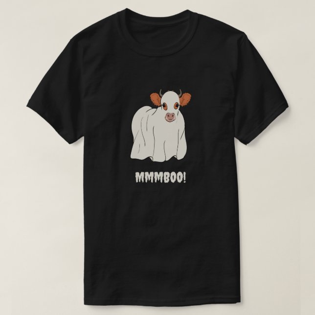 Kuh Halloween Niedlich Ghost Moo Boo T-Shirt (Design vorne)