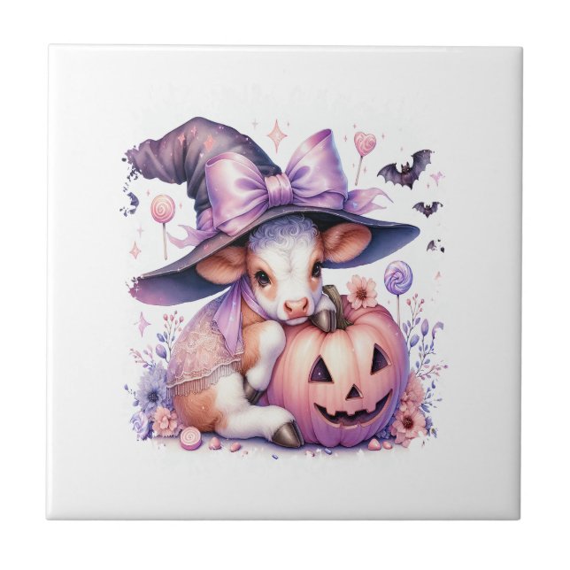 Kuh Halloween Platz Fliese (Vorderseite)