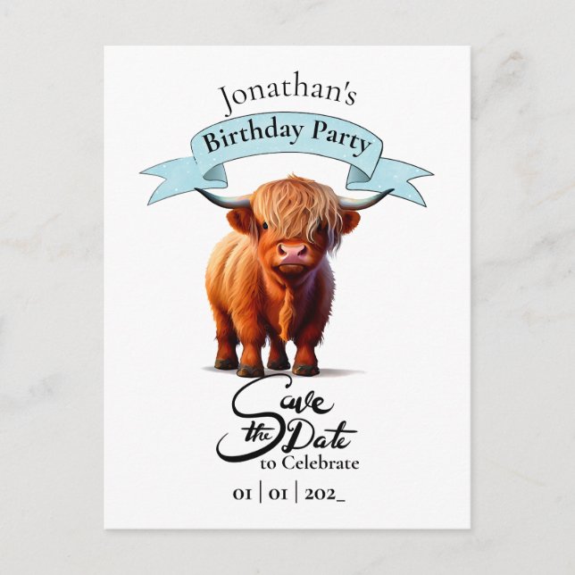 Kuh Happy Birthday Boy Postcard Postkarte (Vorderseite)