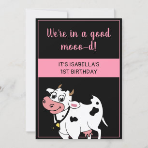 Kuh Happy Farm Animal Themed Girl 1. Geburtstag In Einladung