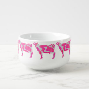 Kuh Heiß rosa und weiße Silhouette Große Suppentasse