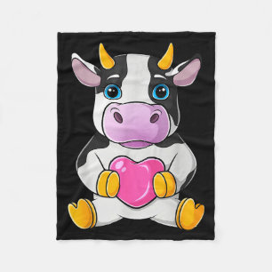 Kuh Herz Cute Valentinstag Farm Tier Frauen Ki Fleecedecke