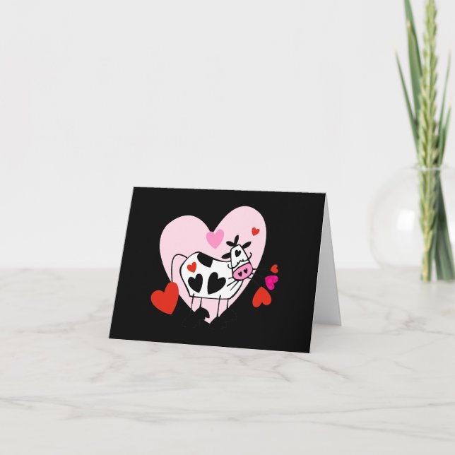 Kuh Herz Feiertagskarte (Vorderseite)