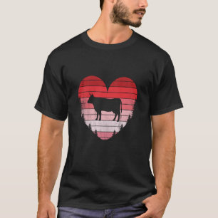 Kuh Herz Liebe Valentinstag Vintage Retro Sonnenun T-Shirt