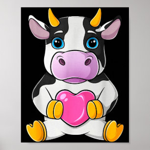 Kuh Herz Süß Valentinstag Bauernhof Tier Frauen Ki Poster