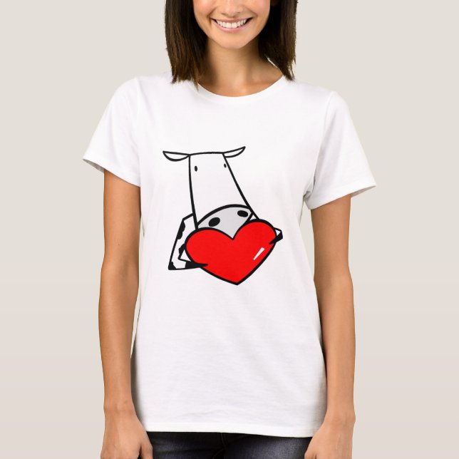 Kuh Herz Valentine I Liebe Kühe T-Shirt (Vorderseite)