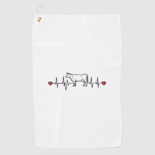 Kuh-Herzschlag-Gravur-Stil Bauernhof-Tier-Shirt De Golfhandtuch