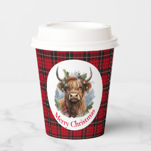 Kuh Highland Christmas Pappbecher
