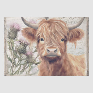 Kuh Highland Scotland Thistle Watercolor Seidenpapier