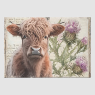 Kuh Highland Scotland Thistle Watercolor Seidenpapier