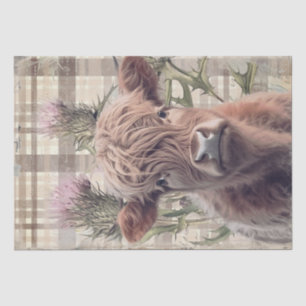 Kuh Highland Scotland Thistle Watercolor Seidenpapier