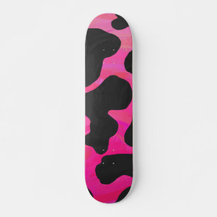 Kuh Hot Pink und Schwarz Druck Skateboard