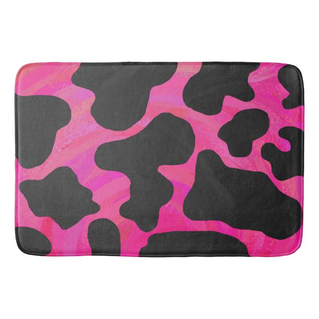 Kuh Hot Pink und Schwarz Print Badematte (Vorderseite)