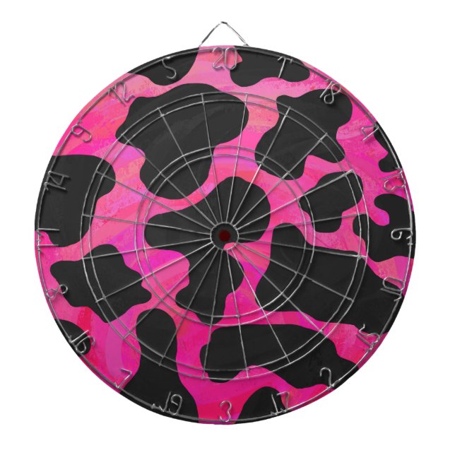 Kuh Hot Pink und Schwarz Print Dartscheibe (vorne)