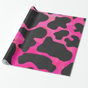 Kuh Hot Pink und Schwarz Print Geschenkpapier