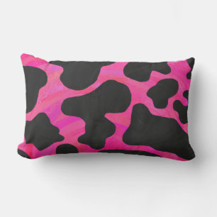 Kuh Hot Pink und Schwarz Print Lendenkissen