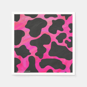 Kuh Hot Pink und Schwarz Print Serviette