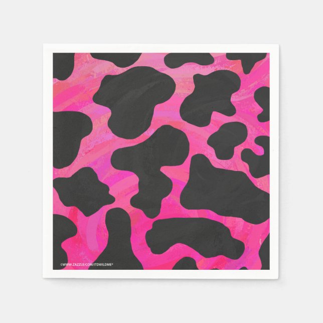 Kuh Hot Pink und Schwarz Print Serviette (Vorderseite)