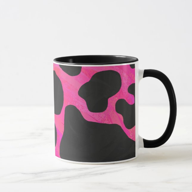 Kuh Hot Pink und Schwarz Print Tasse (Rechts)