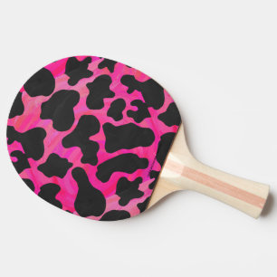 Kuh Hot Pink und Schwarz Print Tischtennis Schläger