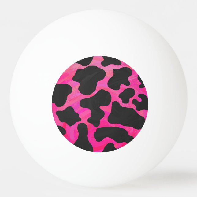 Kuh Hot Pink und Schwarz Print Tischtennisball (Vorderseite)