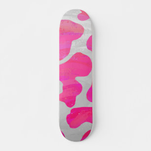Kuh Hot Pink und Weiß Druck Skateboard