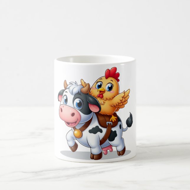 Kuh/Huhn niedlich Cartoon Kaffeetasse (Mittel)