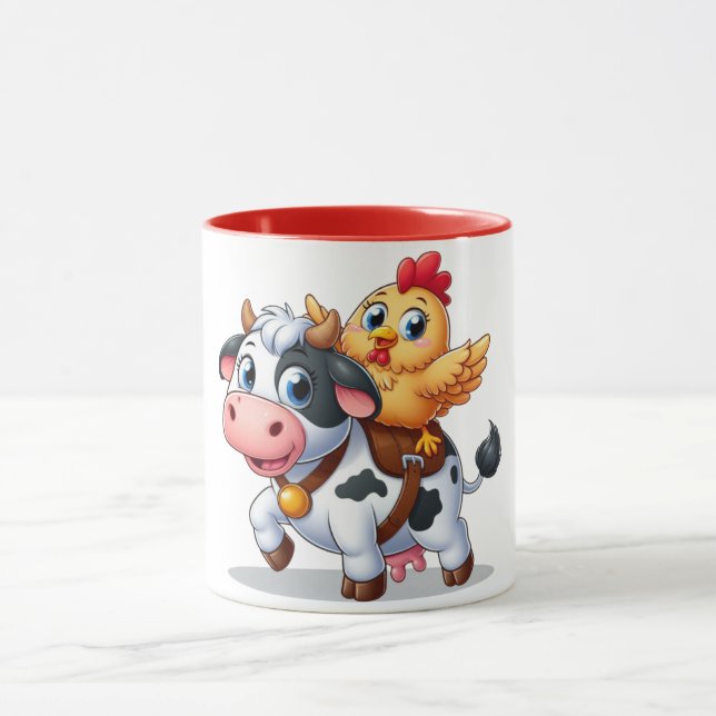 Kuh/Huhn niedlich Cartoon Tasse (Zentrum)