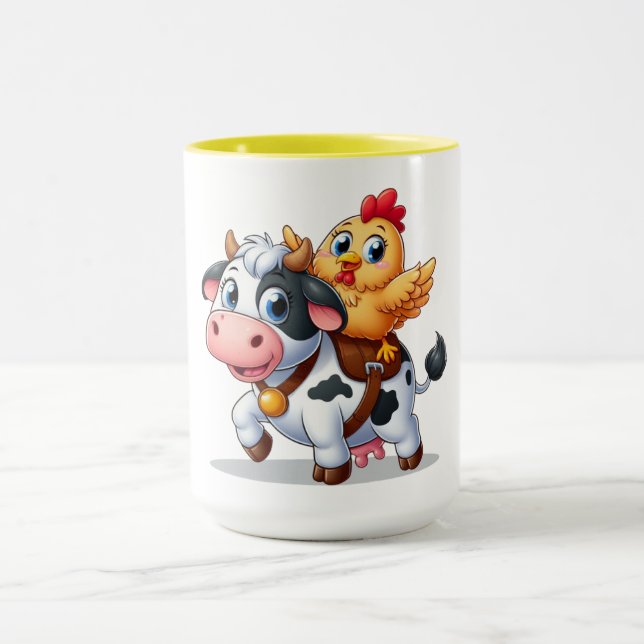 Kuh/Huhn niedlich Cartoon Tasse (Zentrum)