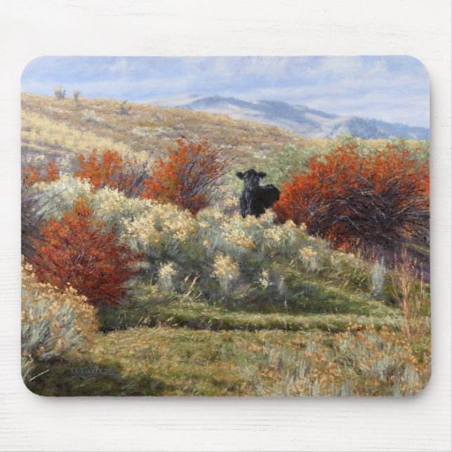 Kuh im Fall, der Mousepad einstellt (Vorne)