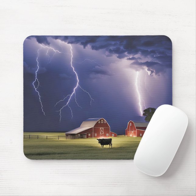 Kuh im Gewitter Mousepad (Mit Mouse)