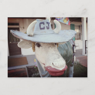 Kuh im Lippenstift auf einer Postkarte