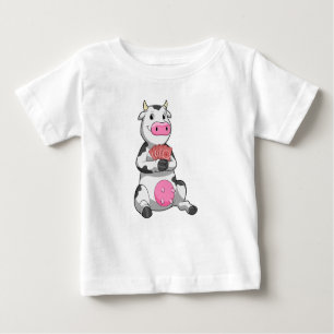 Kuh im Poker mit Poker-Karten Baby T-shirt