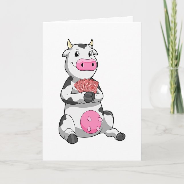 Kuh im Poker mit Poker-Karten Karte (Vorderseite)