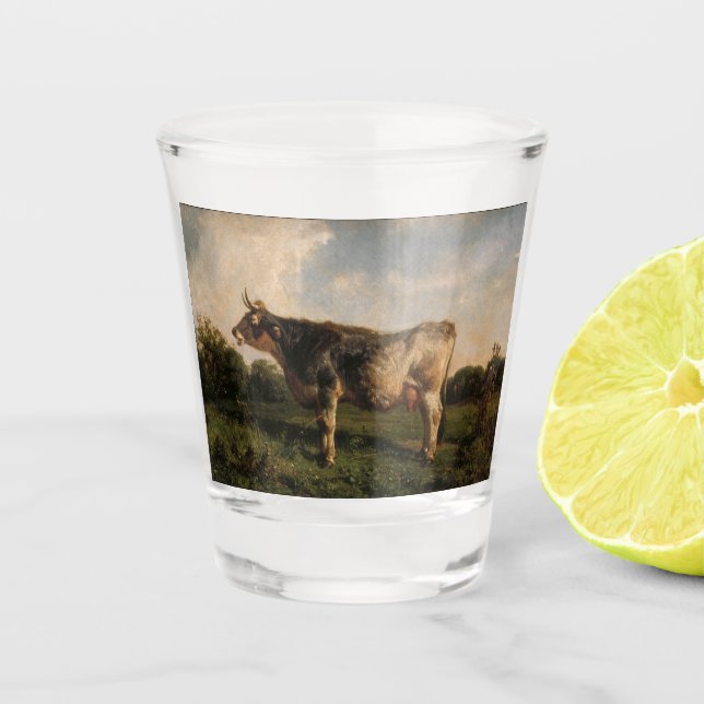 Kuh in einem Feld (Zuchttier) (von Filippo Palizzi Schnapsglas (Vorderseite)