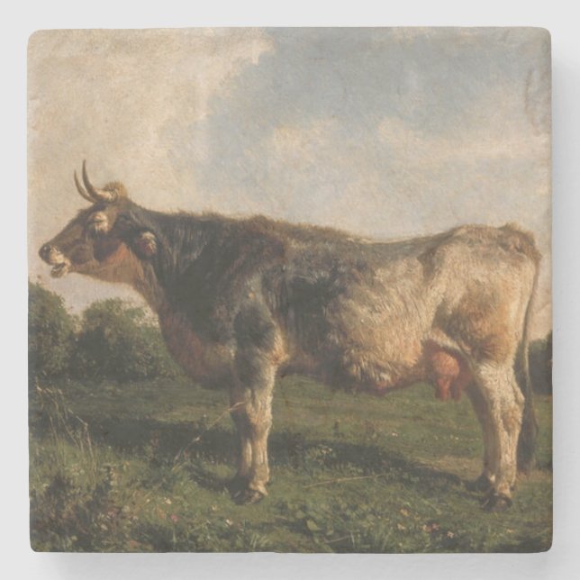 Kuh in einem Feld (Zuchttier) (von Filippo Palizzi Steinuntersetzer (Vorderseite)