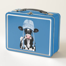 Kuh in einem Hut. Metall Brotdose