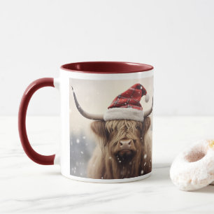 Kuh in einer Weihnachtsmannmütze Weihnachtsfeierta Tasse